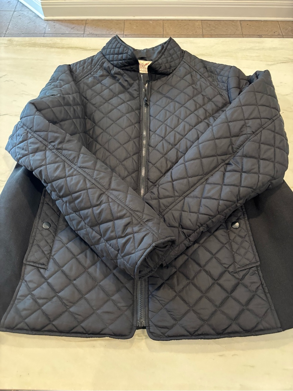 Faded Glory Womens  Quilted Black Jacket - Classic Zip Front